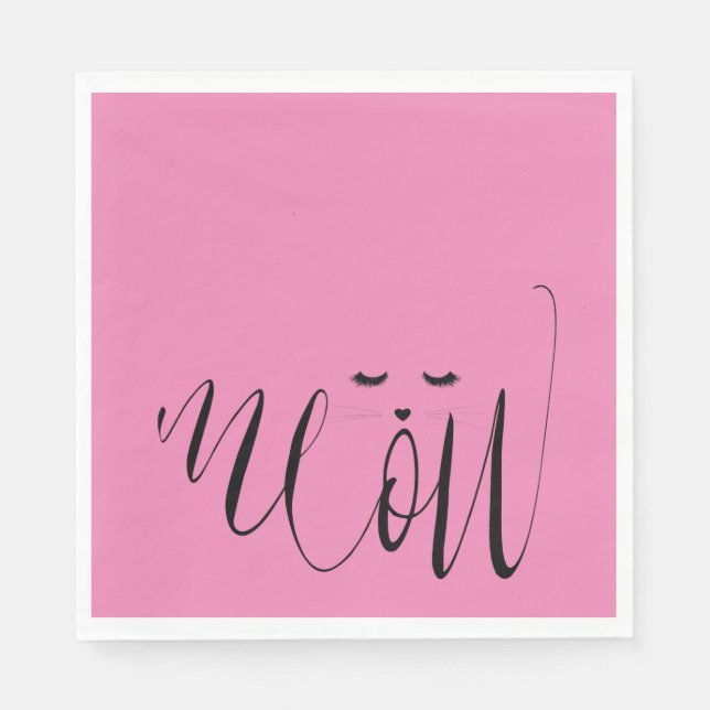 Pink Meow Cat Napkin (Front)