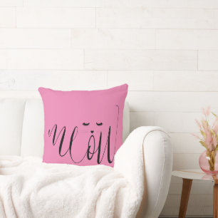 Pink Meow Cat Throw Pillow