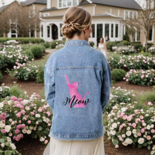 Pink Meow Kitty Cat  Denim Jacket