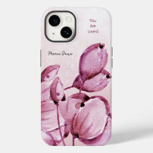 Pink Merlot Peonies Buds Personalized Case-Mate iPhone 14 Case
