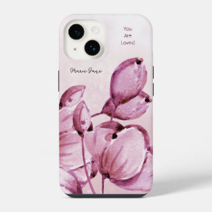 Pink Merlot Peonies Buds Personalized iPhone 14 Case