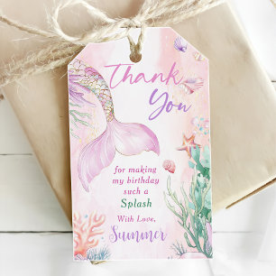 Pink Mermaid 1st Birthday Oneder The Sea Gift Tags
