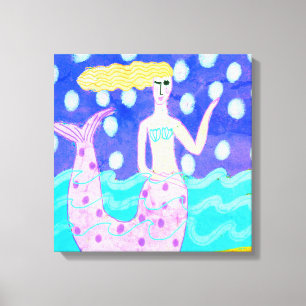 Pink Mermaid Abstract Digital Art Canvas Print