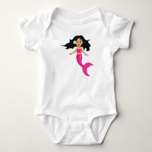 Pink Mermaid girl art Baby Bodysuit