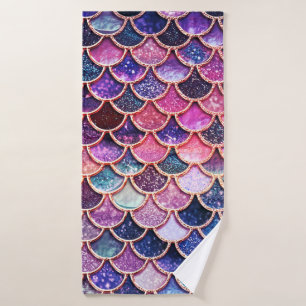 Pink Mermaid Glitter Scales- Mermaid Fish Scales Bath Towel
