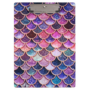 Pink Mermaid Glitter Scales- Mermaid Scales Clipboard