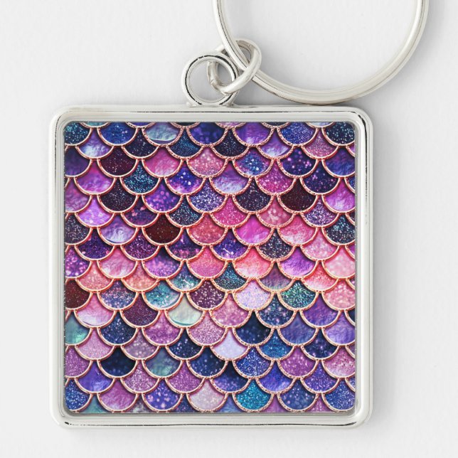 Pink Mermaid Glitter Scales- Mermaid Scales Keychain (Front)