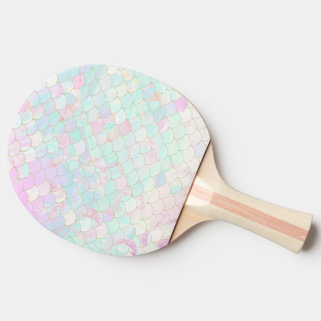 Pink Mermaid Gold Glitter Iridescent  Ping Pong Paddle (Side)
