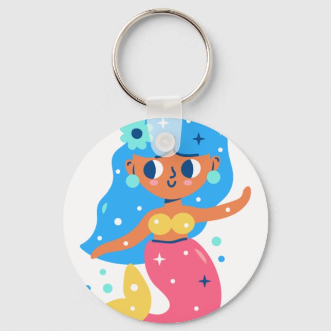 Pink mermaid keychain (Front)
