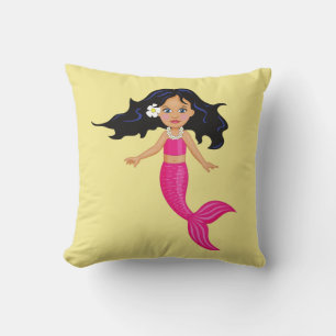 Pink mermaid mystical creature girl's room throw pillow