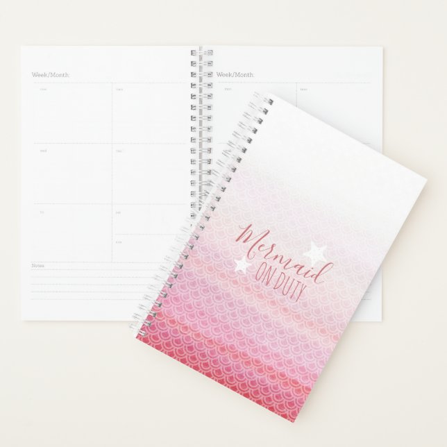 Pink Mermaid On Duty Weekly Monthly Planner (Display)
