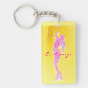 pink mermaid rising keychain