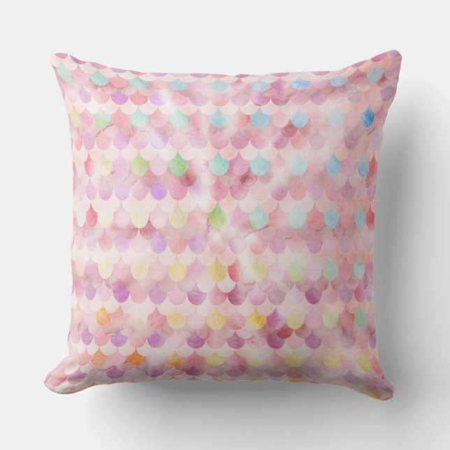 Pink Mermaid Scales Mermaid Fish Scales Pattern Throw Pillow (Front)
