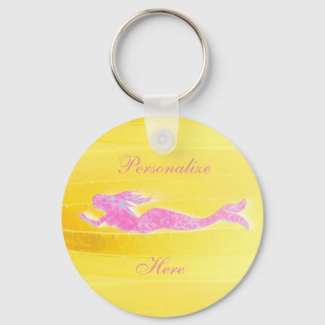 pink mermaid swimming underwater customized keychain (Front)