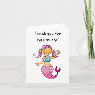 Pink mermaid, Thank you for my present Card