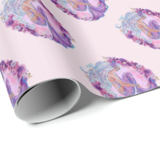 Pink mermaid unique wrapping paper