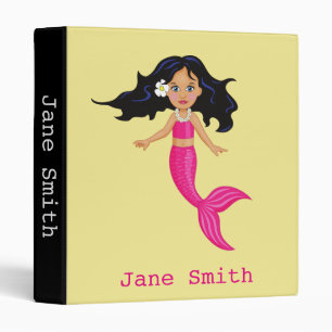 Pink mermaid young girl's student folder binder