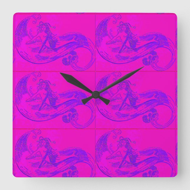 pink mermaids clock (Front)