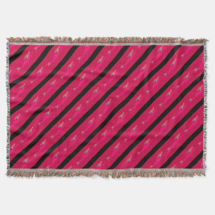 pink mermaids diagonal stripes throw blanket