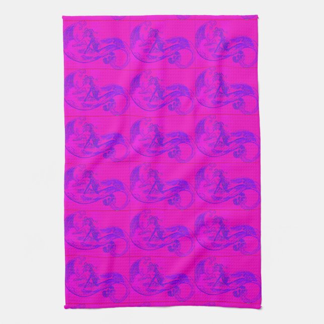 pink mermaids kitchen towel (Vertical)