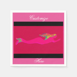 pink mermaids red napkin