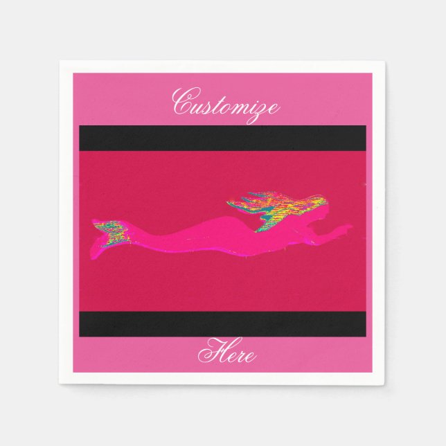 pink mermaids red napkin (Front)
