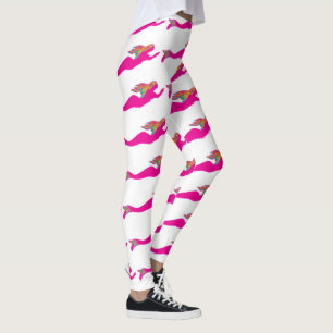 pink mermaids Thunder_Cove white Leggings