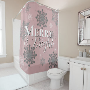 Pink Merry and Bright Snowflakes Christmas