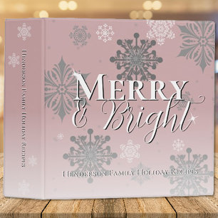Pink Merry and Bright Snowflakes Holiday Recipe Binder