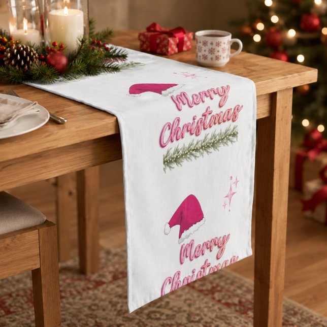 Pink Merry Christmas Holiday Table Runner (Creator Uploaded)