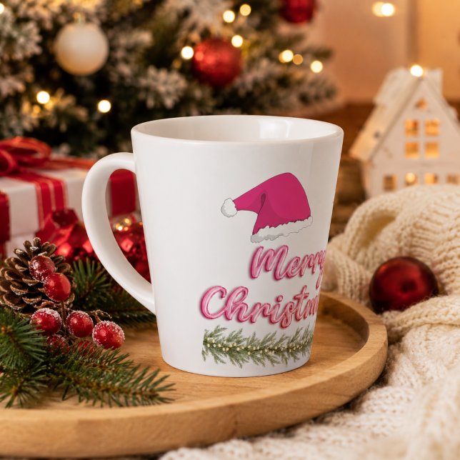 Pink Merry Christmas Latte Mug (Creator Uploaded)