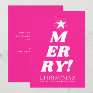 Pink Merry Christmas Non Photo Holiday Card