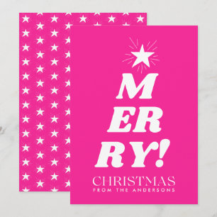 Pink Merry Christmas Non Photo Holiday Card