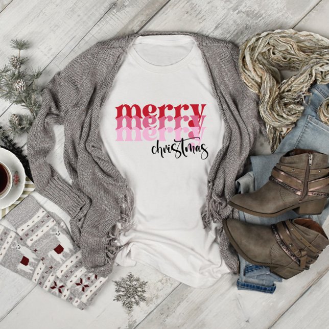 Pink Merry Christmas T-Shirt (Creator Uploaded)