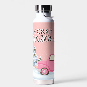 Pink Merry Christmas Water Bottle