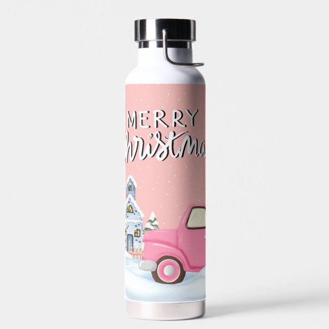 Pink Merry Christmas Water Bottle (Left)