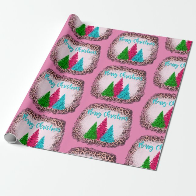 Pink Merry Christmas  Wrapping Paper (Unrolled)