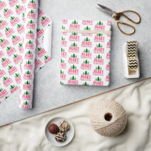 Pink Merry Christmas Wrapping Paper