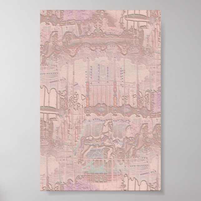 Pink Merry-Go-Round Horses Poster (Front)
