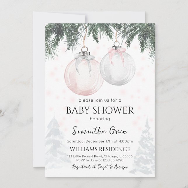Pink Merry Little Baby Shower Invitation (Front)