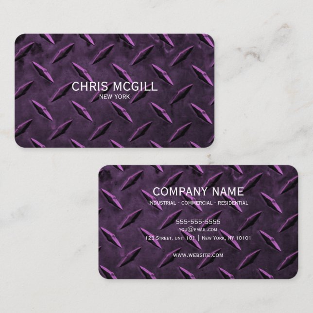 Pink Metal Texture Custom Construction Business Card (Front/Back)