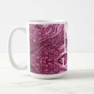 pink metallic abstract shiny monogram namegirly coffee mug