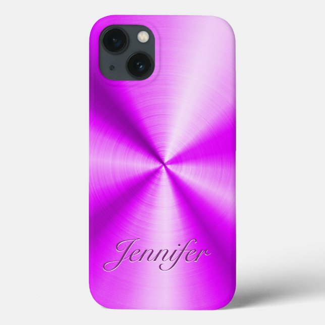 Pink Metallic Design Stainless Steel Look Case-Mate iPhone Case (Back)