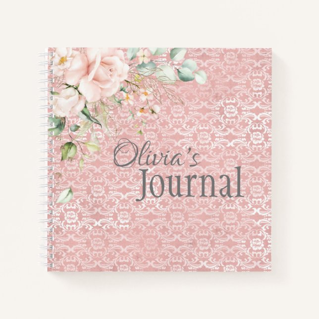 Pink Metallic Floral Notebook (Front)