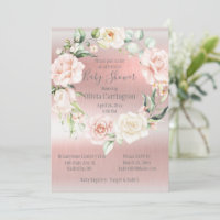 Pink Metallic Floral Script Elegant Baby Shower
