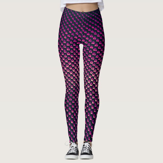 Pink metallic futuristic abstract background. leggings (Front)