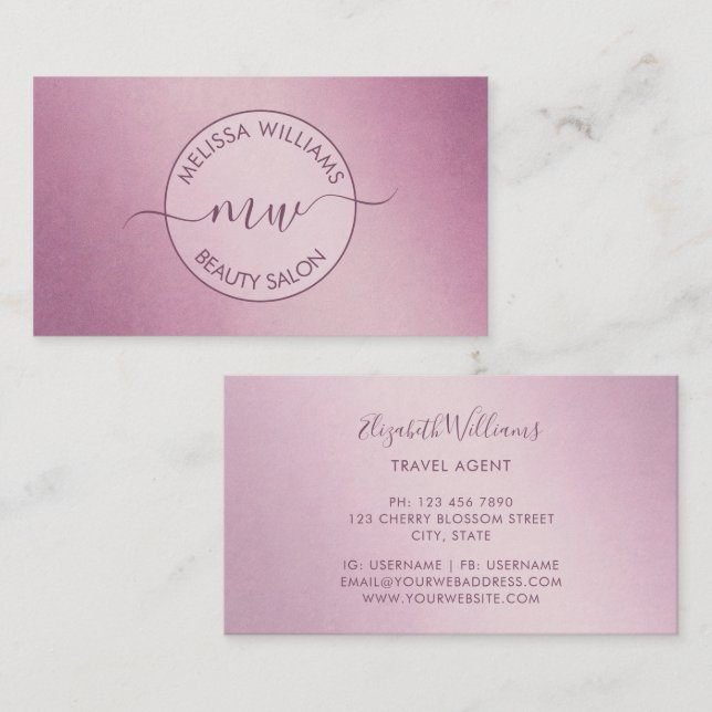 Pink Metallic Logo Business Card (Front/Back)