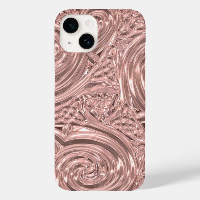 Pink metallic look elegant victorian art nouveau Case-Mate iPhone case (Back)