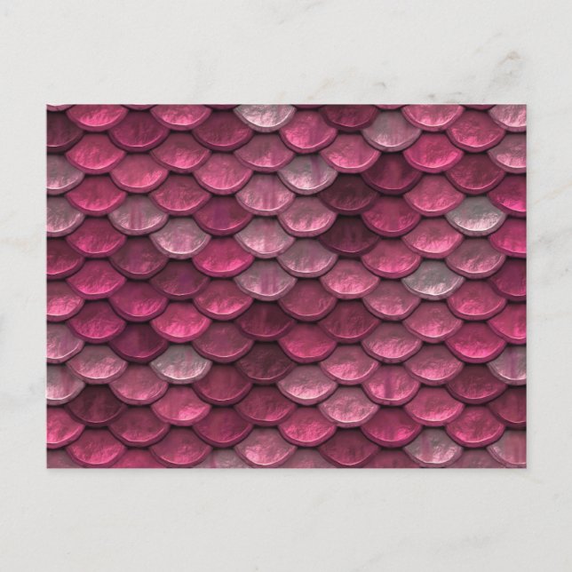 Pink Metallic Scales Texture Postcard (Front)