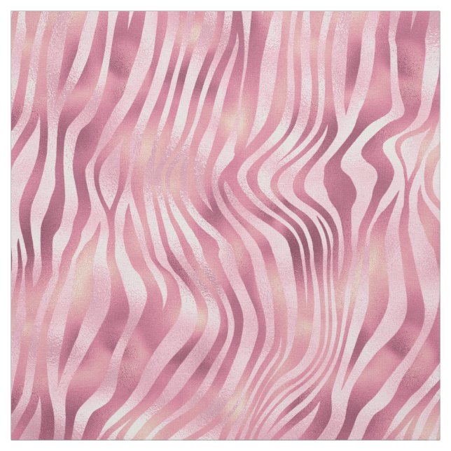 Pink Metallic Zebra Print Fabric (Swatch)
